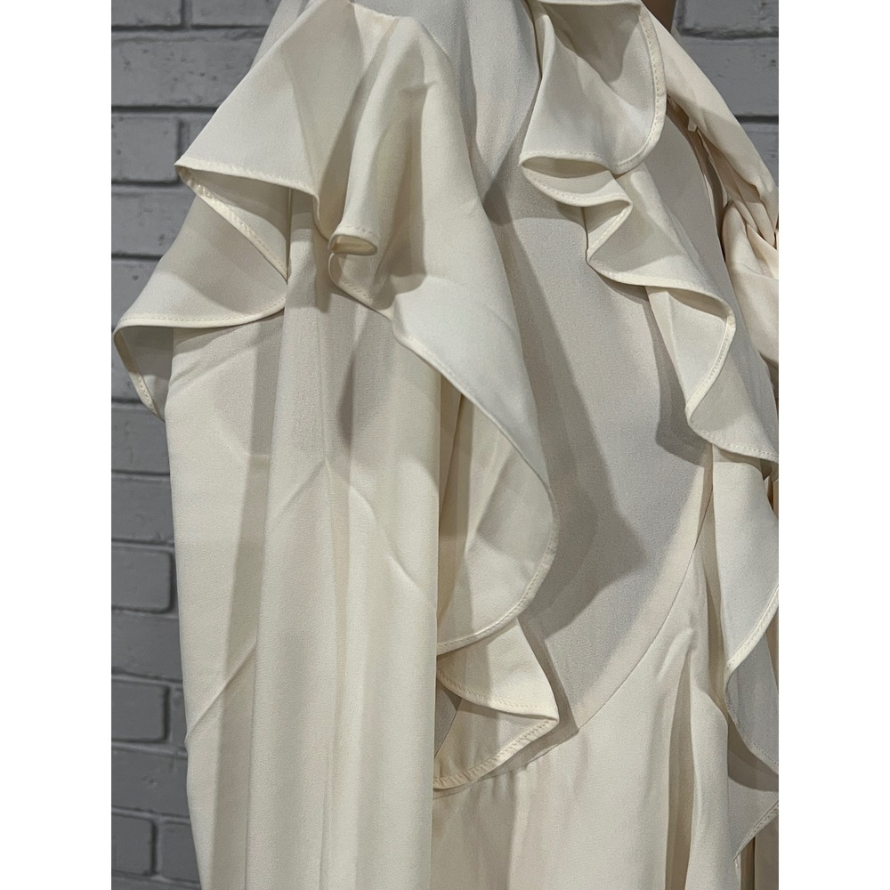Lauren Ralph Lauren Winter Cream Ruffle Tie Neck Blouse Coquette Old Money NWT M - Picture 4 of 9